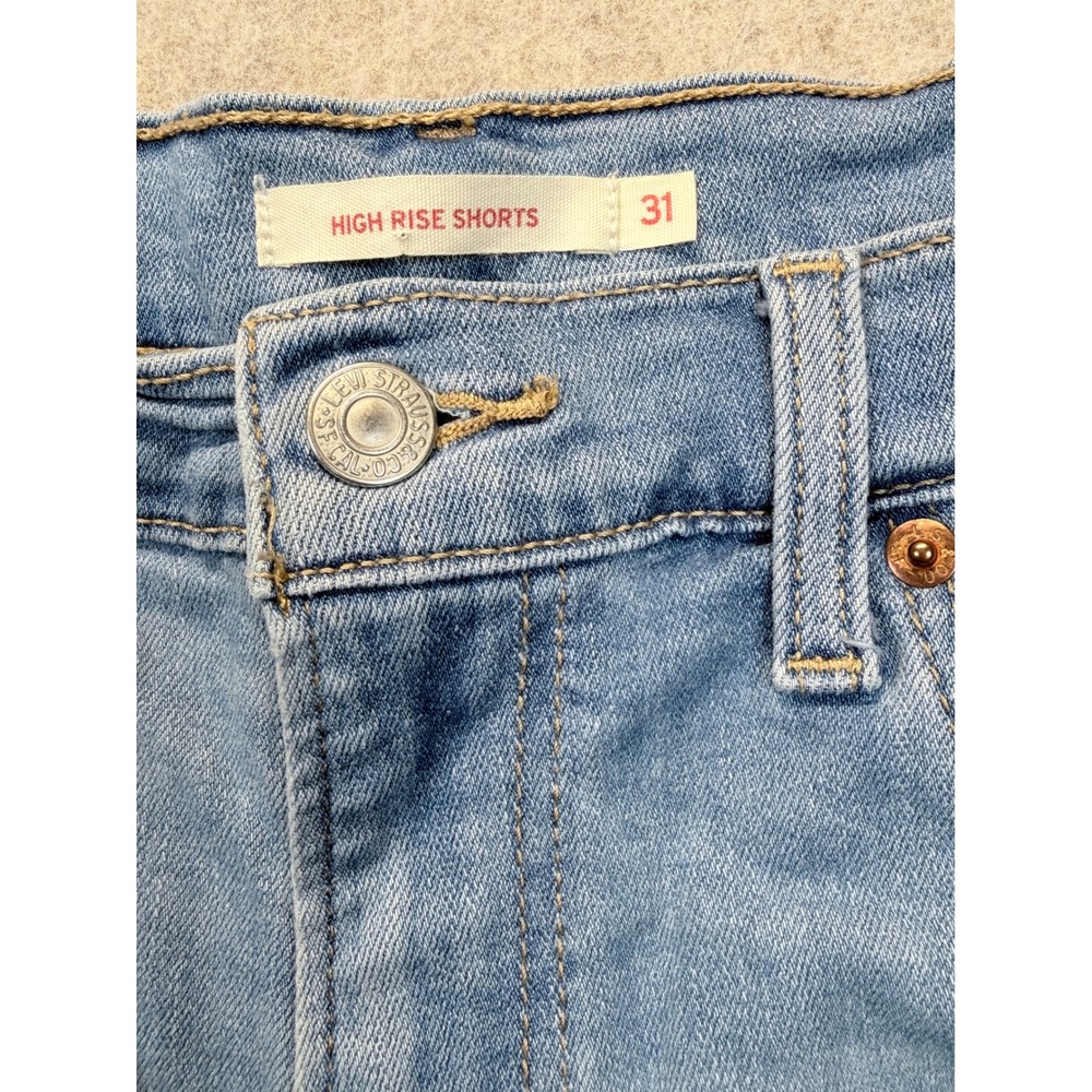 Levi's High Rise Shorts Women 31 Denim Cut Off Frayed Hem Stretch Distressed - Picture 3 of 10